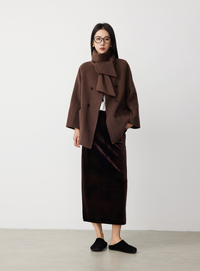 ATUMU「半身裙系列」暖冬上新 丨松紧腰后开叉丝绒长裙AT335