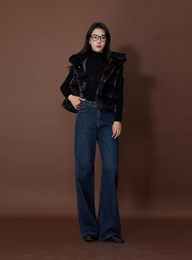 ATUMU暖冬上新 阔腿裤系列 高腰女加绒遮肉宽松牛仔裤AT492