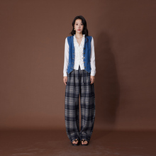 ATUMU 秋冬上新  松紧腰加绒格子镰刀休闲裤AT357