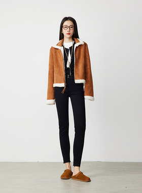 ATUMU「小脚裤系列」暖冬新品丨高腰女加绒弹力修身牛仔裤AT347