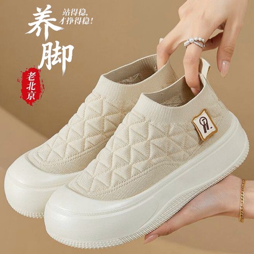 老北京布鞋一脚蹬透气防滑妈妈鞋