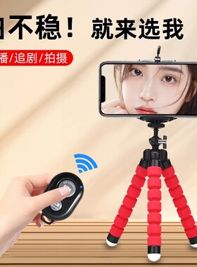 迷你手持八爪鱼手机三脚架蓝牙多功能款便携直播自拍vlog手机支架