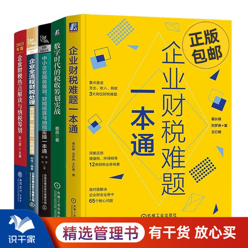 财税处理与税收筹划5本套：企业财税难题一本通+数字时代的税收筹划实战+中小企业税务筹划、财税核算与纳税实操一本通管理入门书
