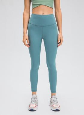 欧美新款磨毛裸感瑜伽裤显瘦高腰提臀健身裤跑步运动裤女D19037-2