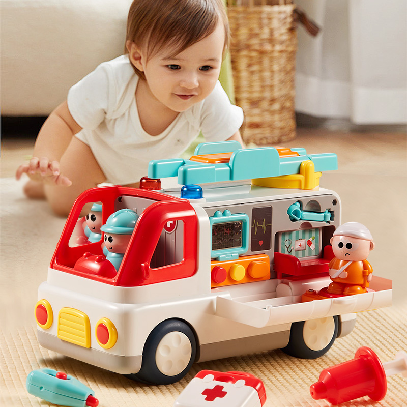 宝宝益智早教动手能力训练汽车套装过家家大号仿真消防车医生玩具