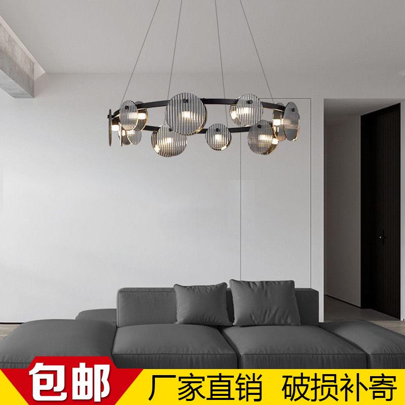 意式极简 客厅吊灯现代简约高端设计师北欧不锈钢艺术玻璃卧室灯