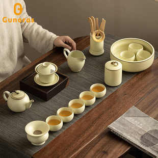 汝窑茶杯茶壶功夫茶具套装 送礼 礼盒装 家用办公陶瓷盖碗茶壶套装