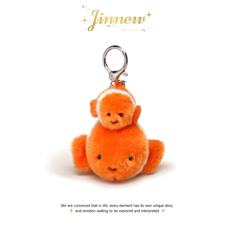 Jinnew原创海洋小金鱼海豚毛绒公仔磁吸情侣书包包挂件钥匙扣挂饰