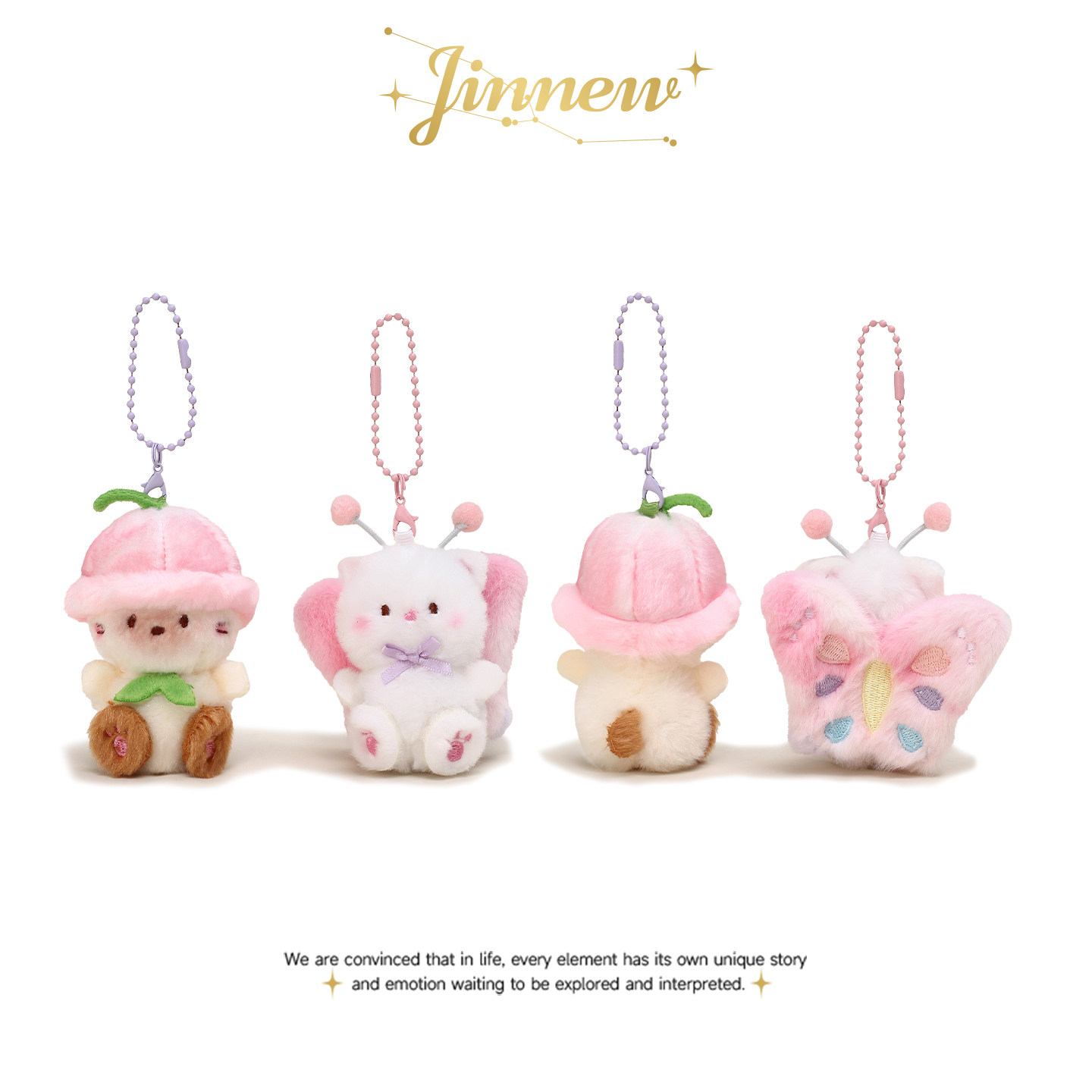 Jinnew原创可爱蝴蝶铃兰花磁吸玩偶双人情侣一对闺蜜书包背包挂件图片