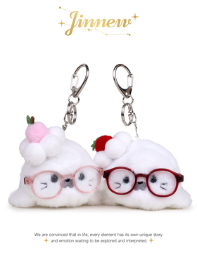 Jinnew原创可爱毛绒公仔眼镜海豹BB叫玩偶书包包挂件车钥匙扣挂饰
