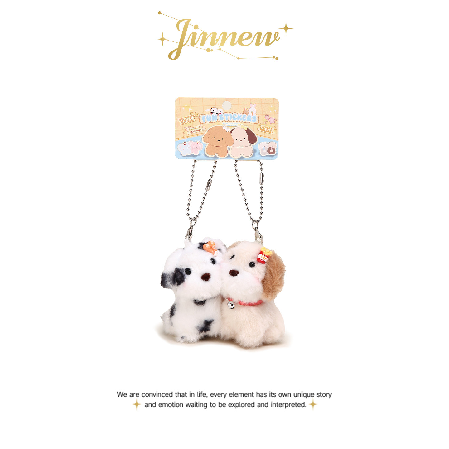 Jinnew原创丑萌磁吸小狗双人一对闺蜜情侣书包包挂件钥匙扣挂饰女
