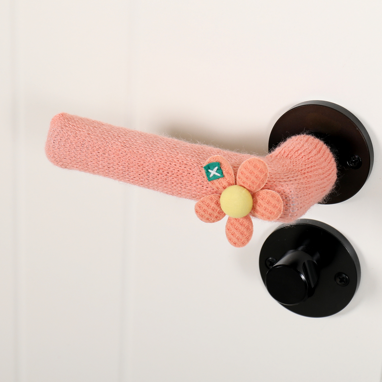 新款花朵门把手保护套家用针织加厚卧室入户门拉手套加长款防磕碰