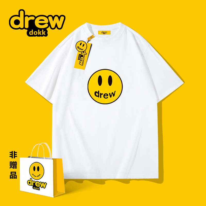 drew男短袖t恤衫纯棉男女修身正肩半袖情侣装-第5张图片-提都小院