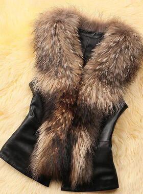 faux fluffy fur waistcoat plush jacket women leather faux