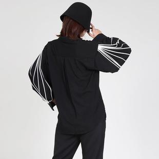 Fashion Sleeve Loose Personalized Women Shirt Top Lapel