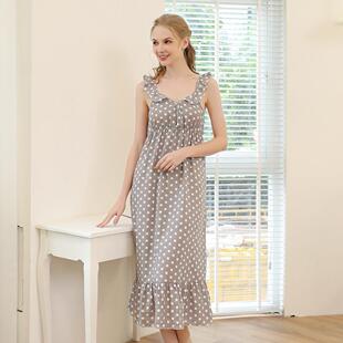 clothes home girl summer female pajamas sling gray linen