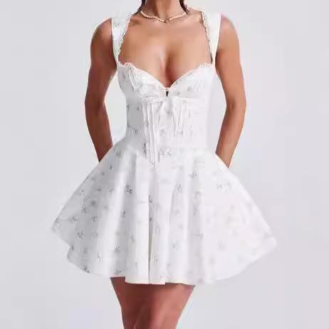 sundress floral straps lace female dress sleeveless summer