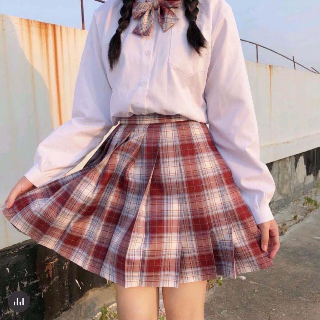 wear suit student female pleated short plaid body lower