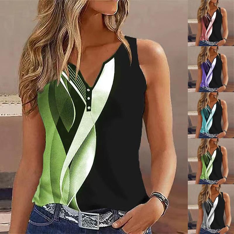 Women's V-neck Abstract Sleeveless Tank Top