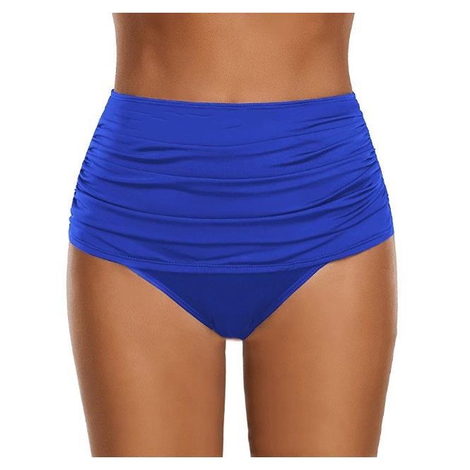 stitching high two-piece swimsuit shoulder gathered bikini