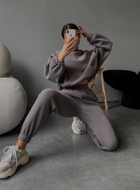 women autumn winter fleeced tracksuits casual sweatpants