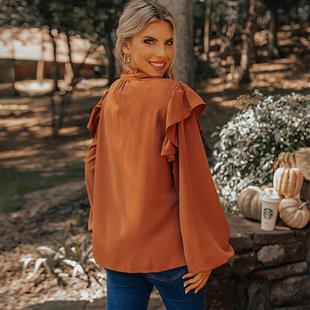 sleeves loose shirt lantern Womens pullover long neck