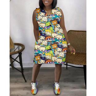 oversized summer tank night big girl print party dress