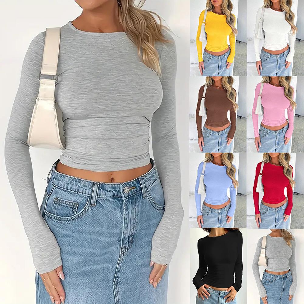 short color women slim neck sleeve for round Solid long