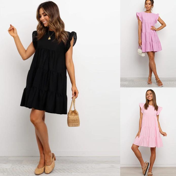 summer for dress women splicing comfortable color solid