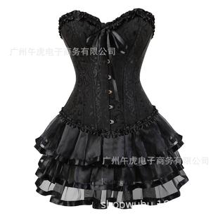 corset dress for women vintage lace up boned overbust