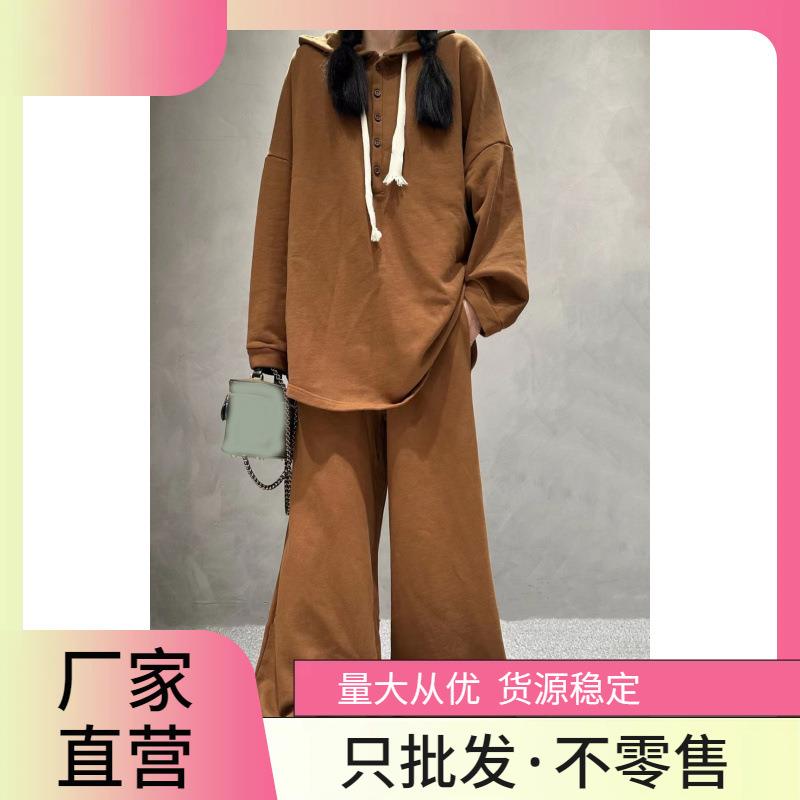pants wide-leg loose sweatshirt long-sleeved style literary