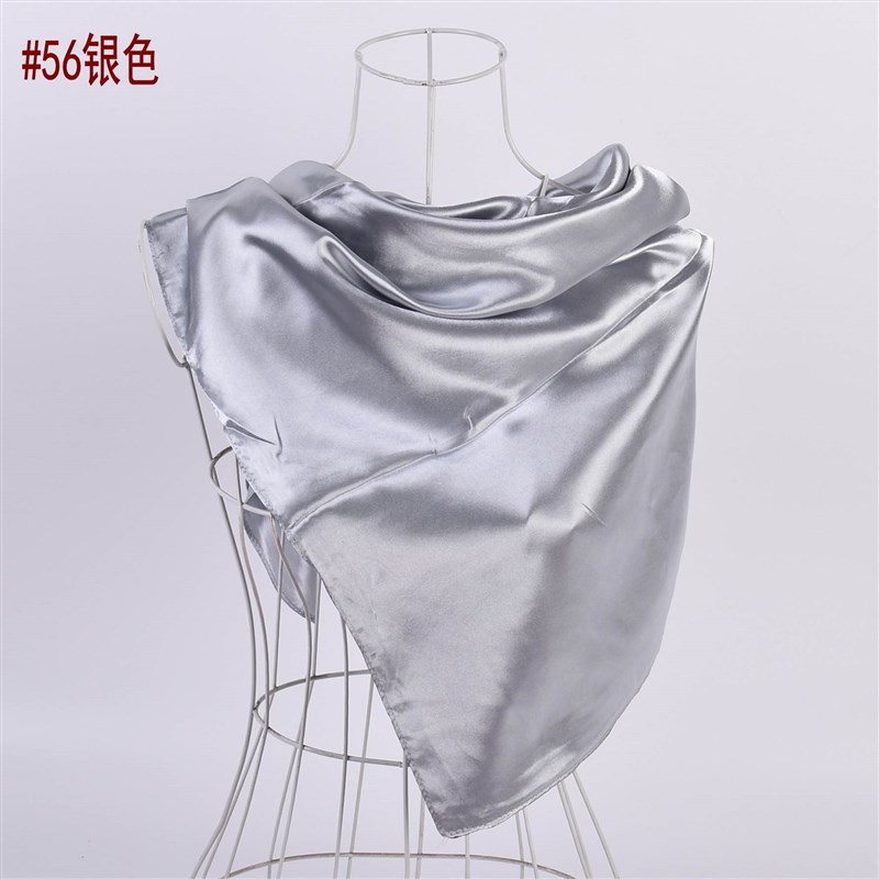 小众高货丝巾女大方巾90x90cm头巾包头丝绸真丝纯色净色素色大正