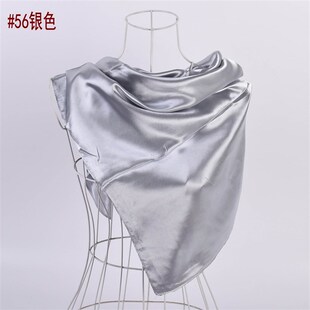 小众高货丝巾女大方巾90x90cm头巾包头丝绸真丝纯色净色素色大正