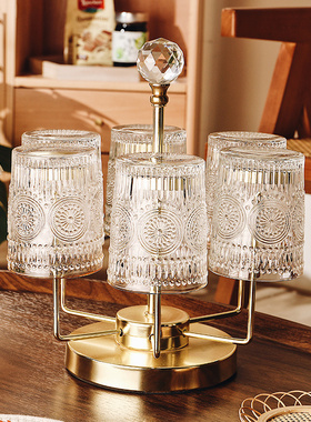 速发日式复古玻璃杯套装家用耐高杯水温客厅喝客茶杯家庭待水杯子