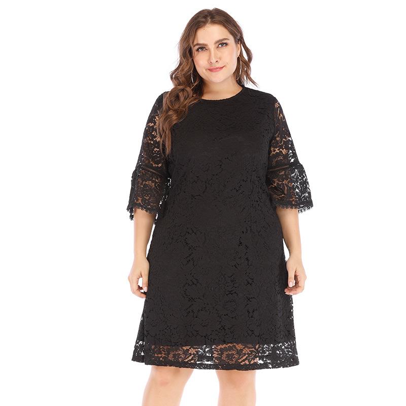 clothing womens dress lace size plus loose dress sleeve