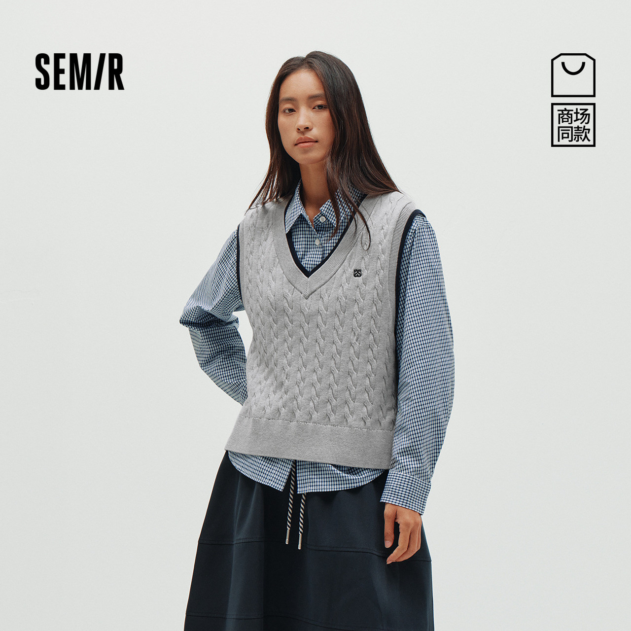 商场同款|森马长袖衬衫女春格子衬衣撞色背心2026新款复古两件套,女装/女士精品,衬衫,淘宝优惠券,粉丝福利购,淘宝优惠卷