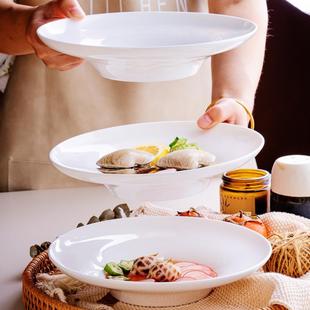 白色骨瓷盘子沙拉盘菜盘意面盘家用菜碟西餐汤盘草帽盘深盘料理盘