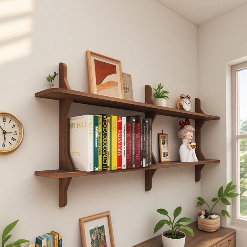 井字型田字置物架中古风实木书架壁挂墙上格子书柜学生收纳置物架