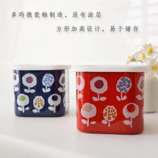 搪瓷大容量带盖带把泡面碗煮面碗泡面杯正方杯电磁炉燃气加热