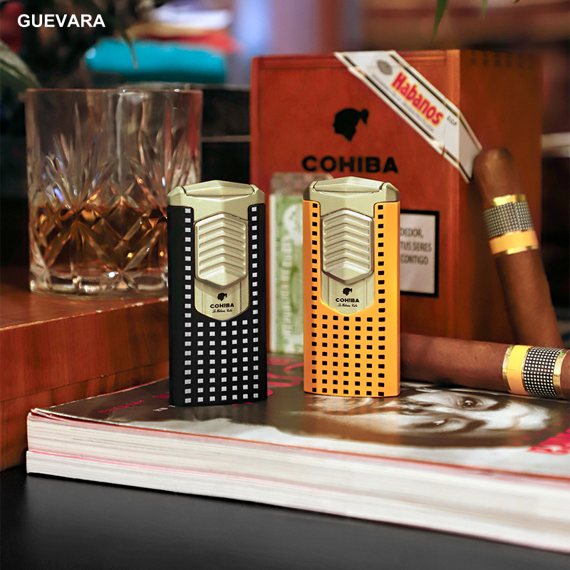 便携合金防风三直冲打火机