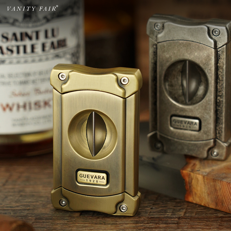 GUEVARA雪茄剪刀V型刀刃复古磨花