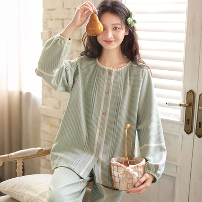 秋冬纯棉磨毛女可外穿家居服套装