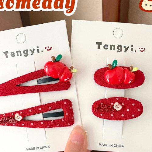 创意波点爱心苹果发夹少女心甜美百搭鸭嘴夹刘海夹创意掰掰夹批发