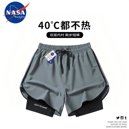 NASA运动短裤男女健身三分裤