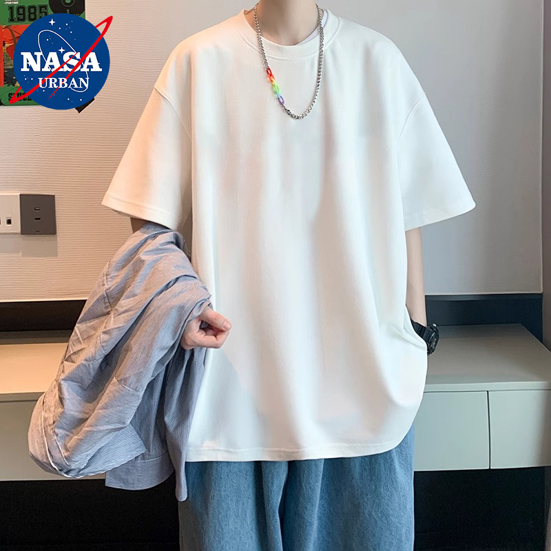 NASA重磅纯棉纯色短袖T恤男