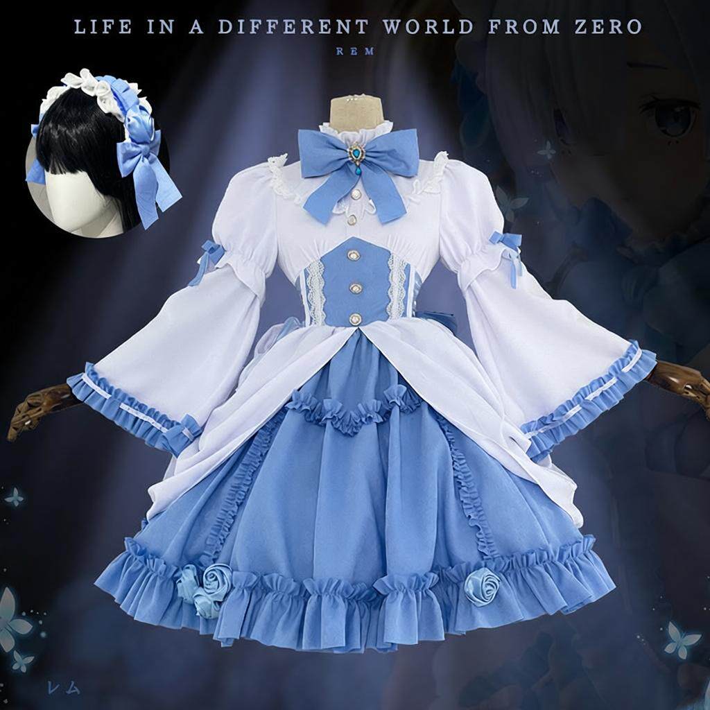 从零开始的异世界生活cos服蕾姆蓝白哥特cosplay洋装女
