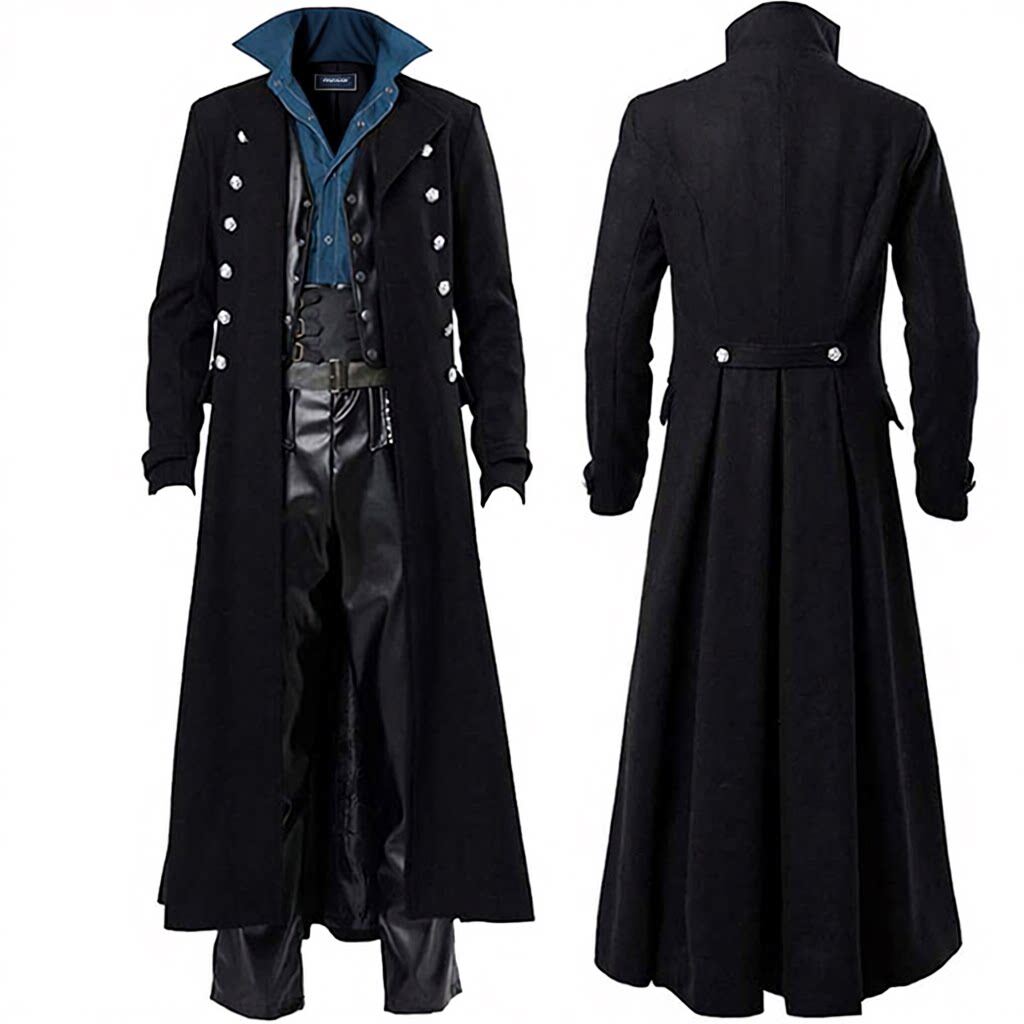 男士蒸汽朋克复古夹克哥特式维多利亚时代青蛙外套制服万圣节服装