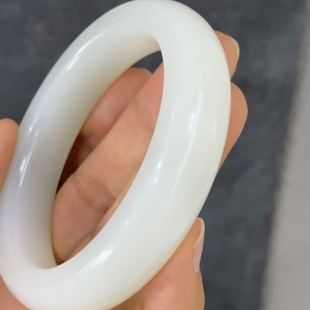 滟雩和田新疆和田玉新疆本地山料高青白玉手镯