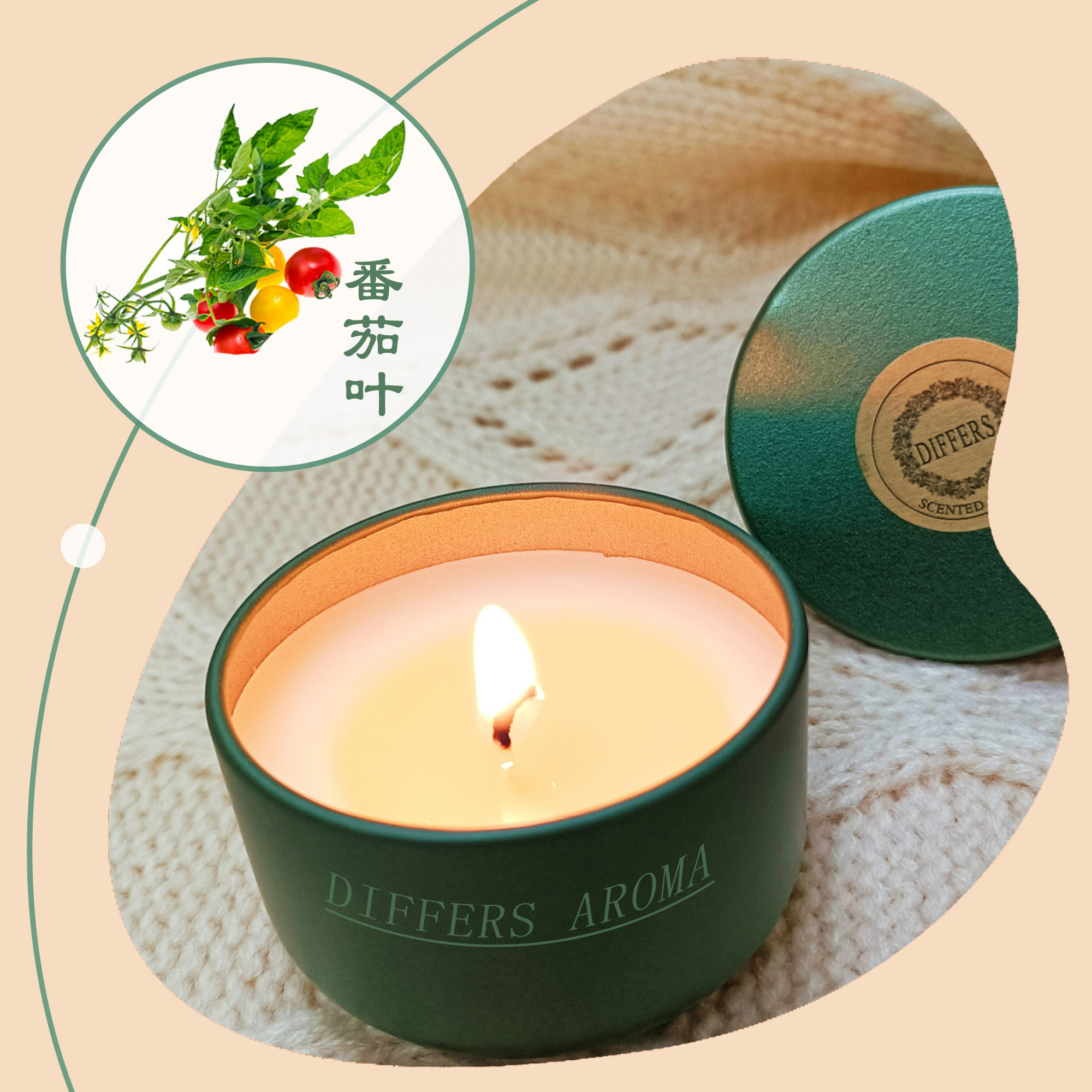 番茄叶西红柿室内植物香薰蜡烛
