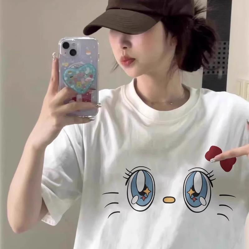 纯棉短袖t恤女2025新款爆款夏季小个子韩系宽松半袖设计感上衣服